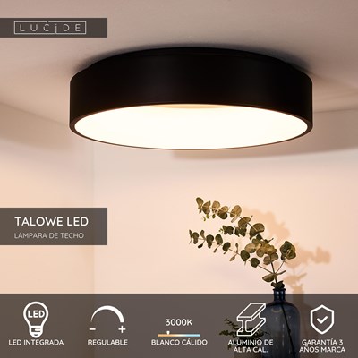 Lucide TALOWE LED - Lámpara de techo - Ø 60 cm - LED Regul. - 1x42W 3000K - Negro